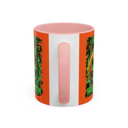 Happy Halloween Green Jack Orange Accent Mug by CreepyCrafts.boo