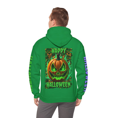 Happy Halloween Green Jack Hoodie Unisex Hooded Sweatshirt by cypherpunkgear