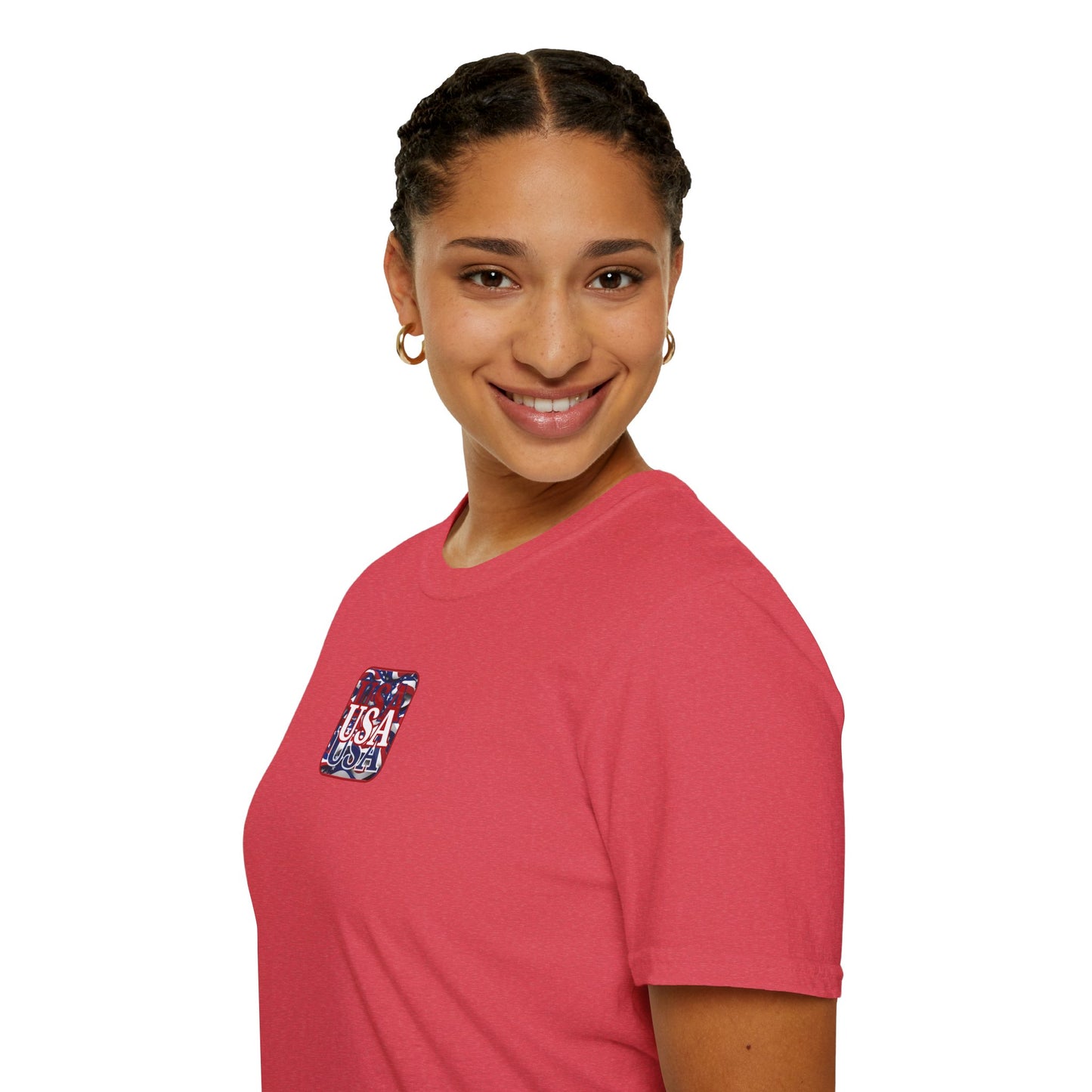 2-sided Red WHITE and Blue USA Patriot Light colors Unisex T-Shirt by cypherpunkgear.com