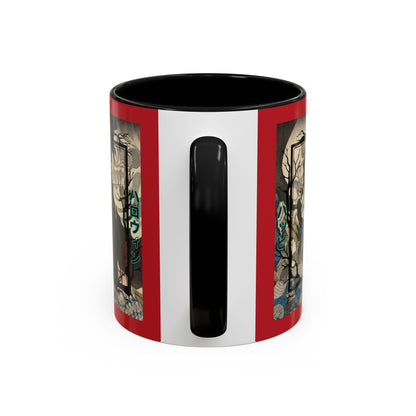 Yōkai Happy Halloween Red Accent Mug by CreepyCrafts.boo