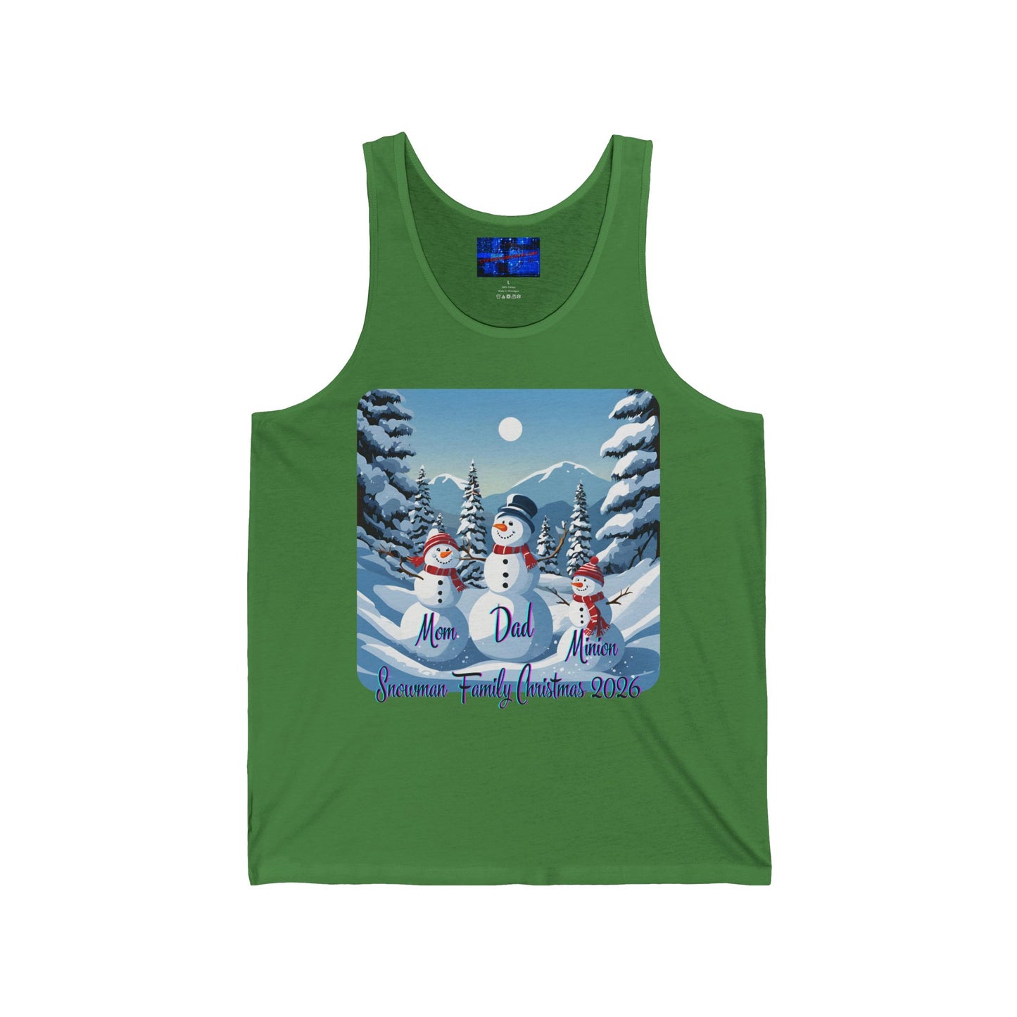 Snowman Family of 3 Unisex Jersey Tank Top by cypherpunkgear.com