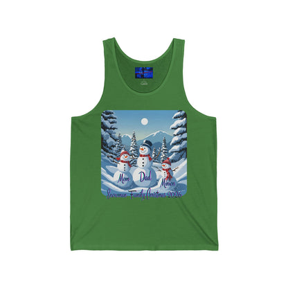 Snowman Family of 3 Unisex Jersey Tank Top by cypherpunkgear.com