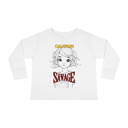 Caution: Tiny but Savage Toddler Long Sleeve Tee by cypherpunkgear.com
