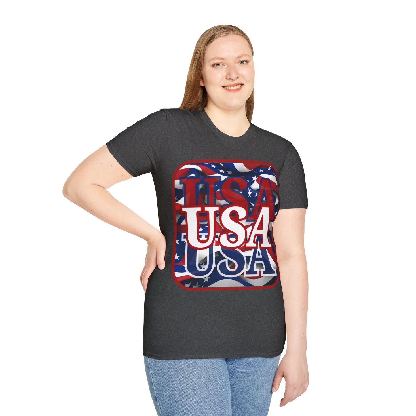 Red WHITE and Blue USA Patriot Dark colors Unisex T-Shirt by cypherpunkgear.com