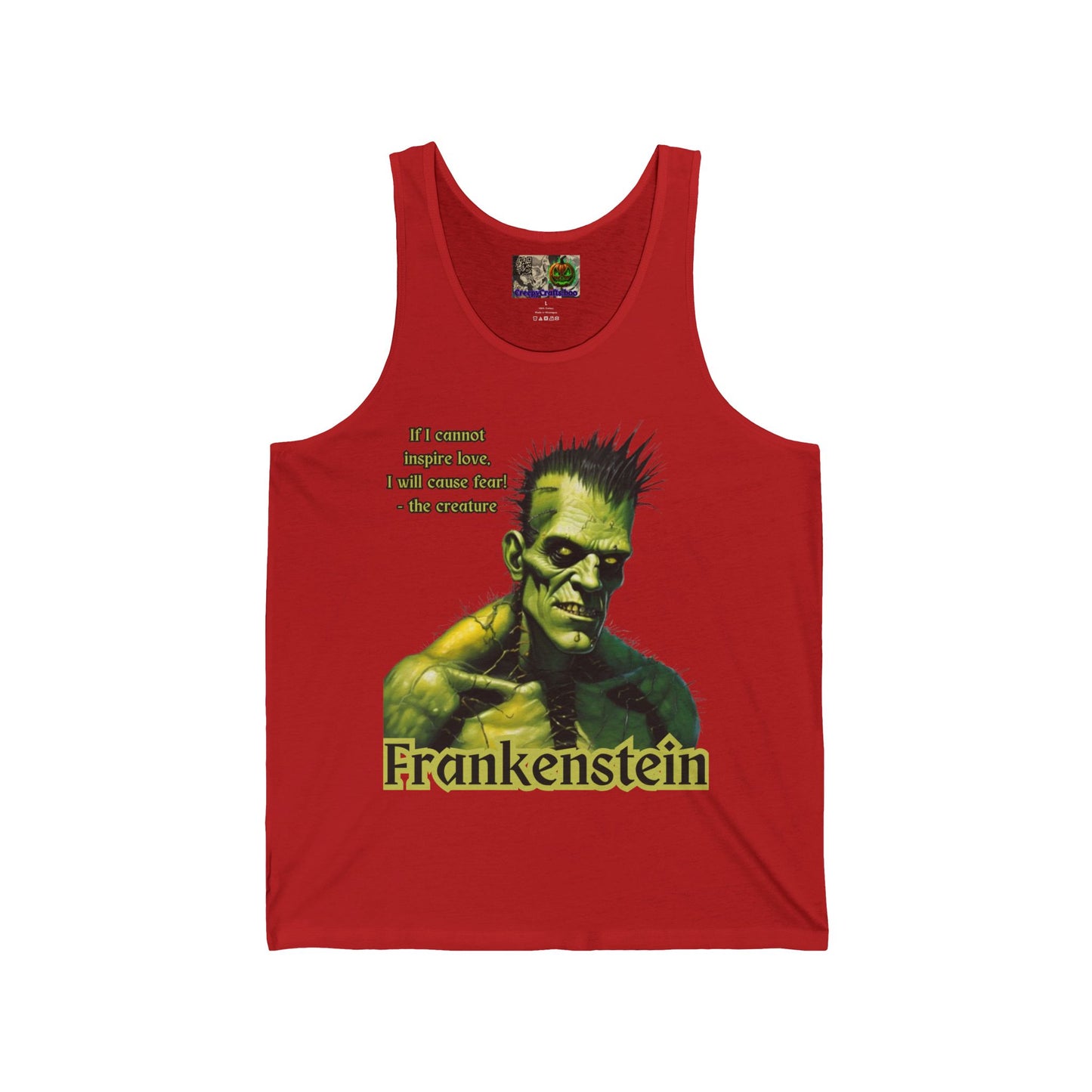 Frankenstein's Creature Unisex Jersey Tank Top by CreepyCrafts.boo