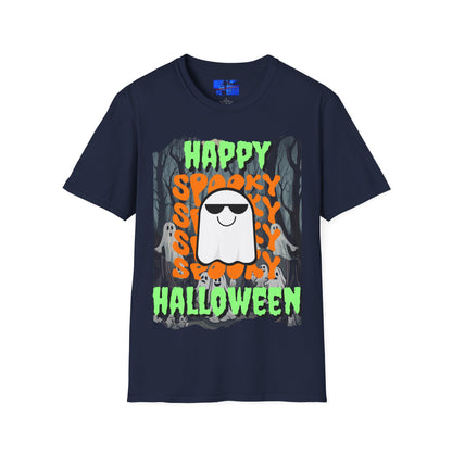 Spooky Happy Halloween Ghost GNfont Unisex T-Shirt by cypherpunkgear