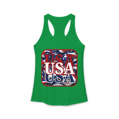 ¡EE.UU! ¡EE.UU! ¡EE.UU! ¡Patriot de 2 caras de cypherpunkgear! Camiseta sin mangas ideal con espalda cruzada para mujer