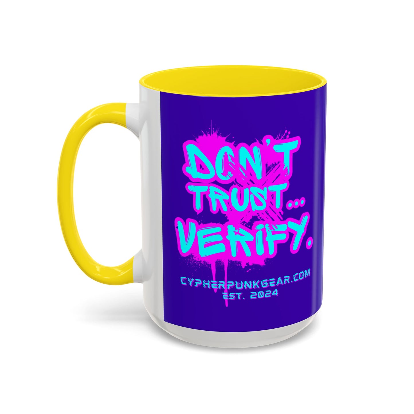 Don't Trust...Verify. Dark Purple Accent Mug by cypherpunkgear.com