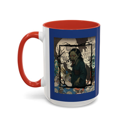 Yōkai Happy Halloween Dark Blue Accent Mug by CreepyCrafts.boo