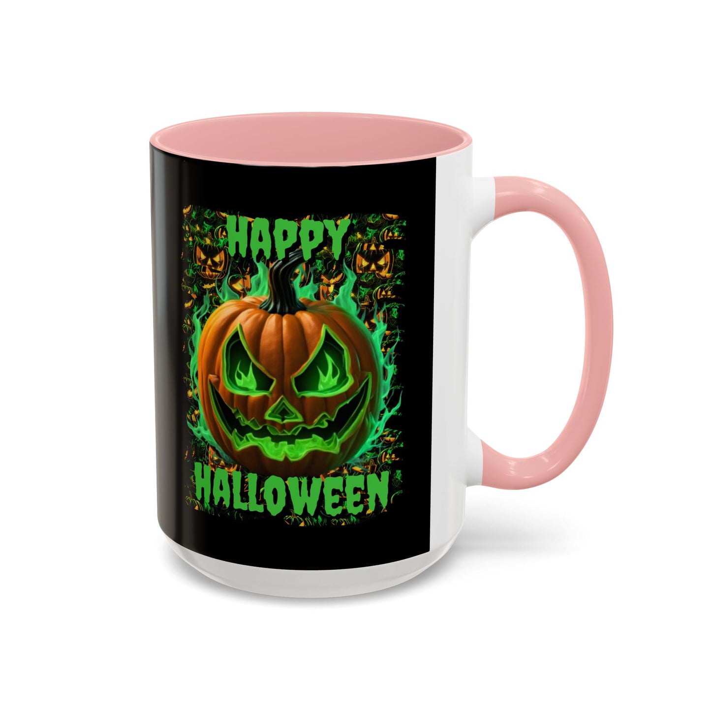 Happy Halloween Green Jack Black Accent Mug by CreepyCrafts.boo