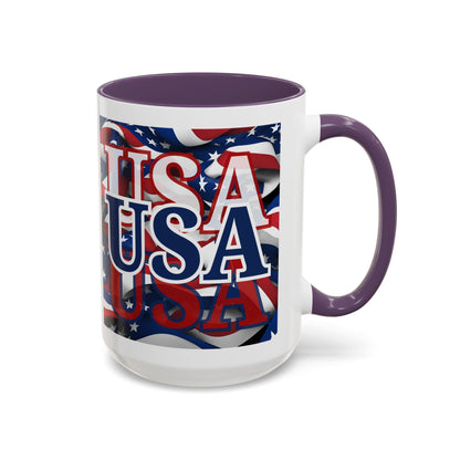 USA Blue font Center Patriot Accent Mug by cypherpunkgear.com
