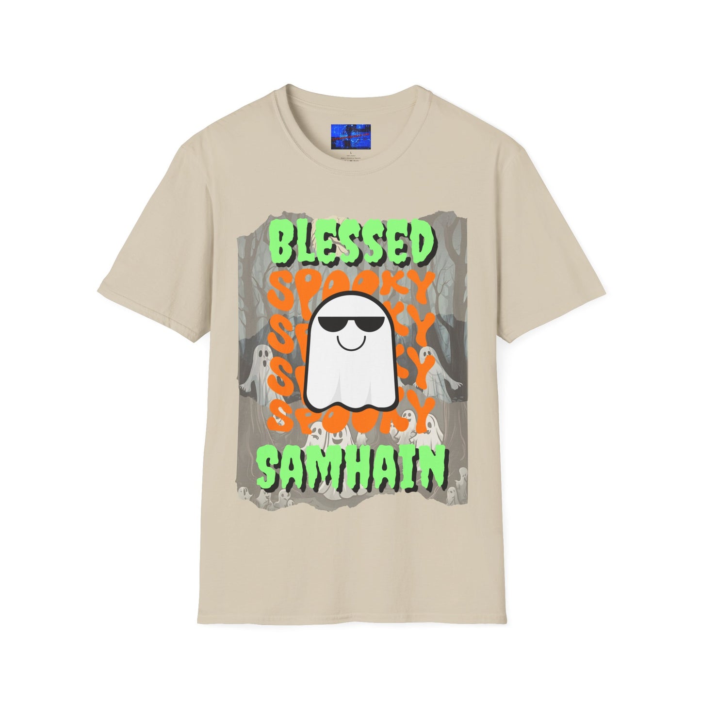 Spooky Blessed Samhain Ghost GNfont Unisex T-Shirt by cypherpunkgear