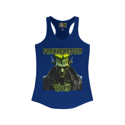 Frankenstein Lives Women's Racerback Tank Top by CreepyCrafts.boo