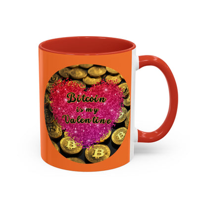 Bitcoin is My Valentine Orange Accent Mug by cypherpunkgear.com