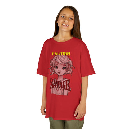 Caution: Small but Savage Kids Heavy Cotton Tee by cypherpunkgear.com