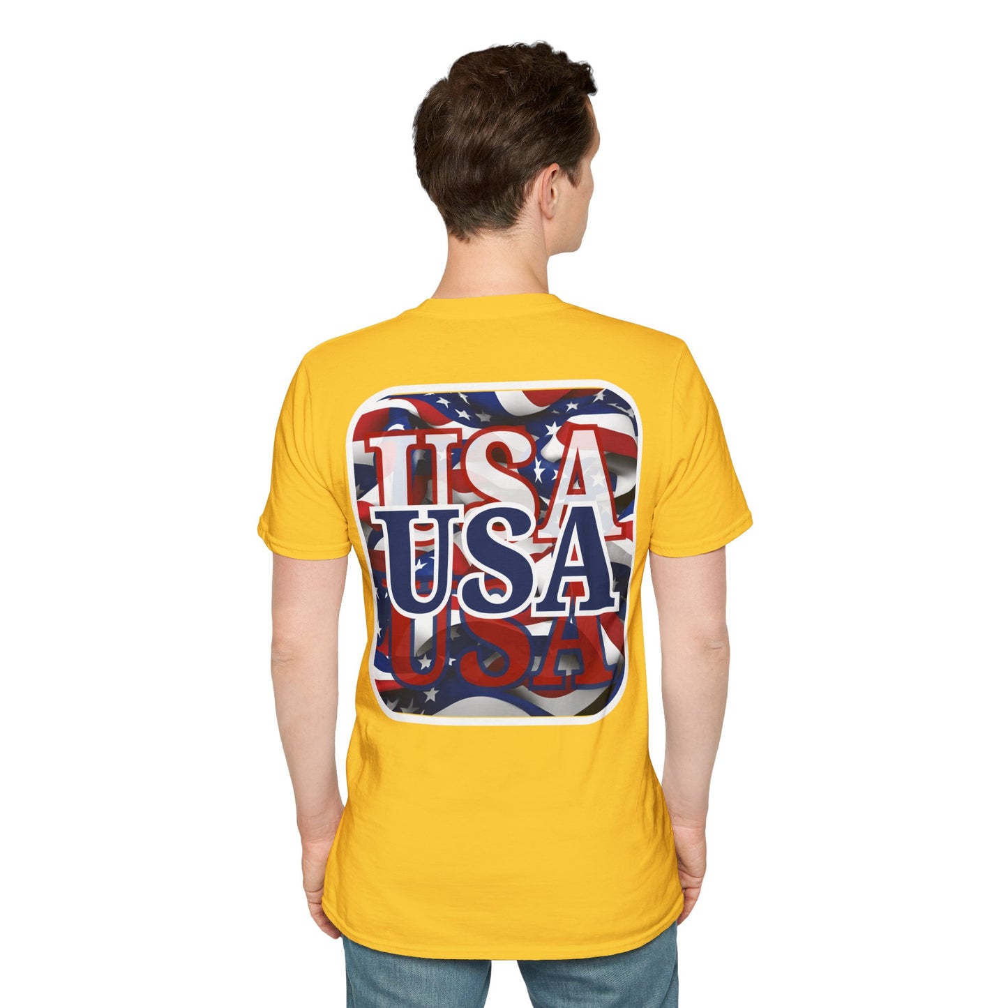 2-sided Red White and BLUE USA Patriot Light colors Unisex T-Shirt by cypherpunkgear.com