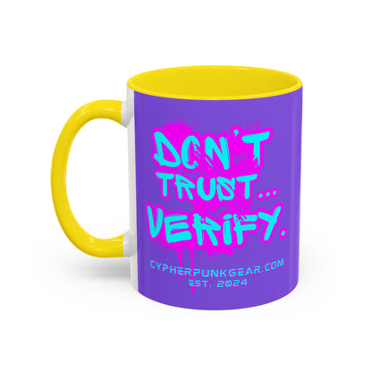 Don't Trust...Verify. Light Purple Accent Mug by cypherpunkgear.com