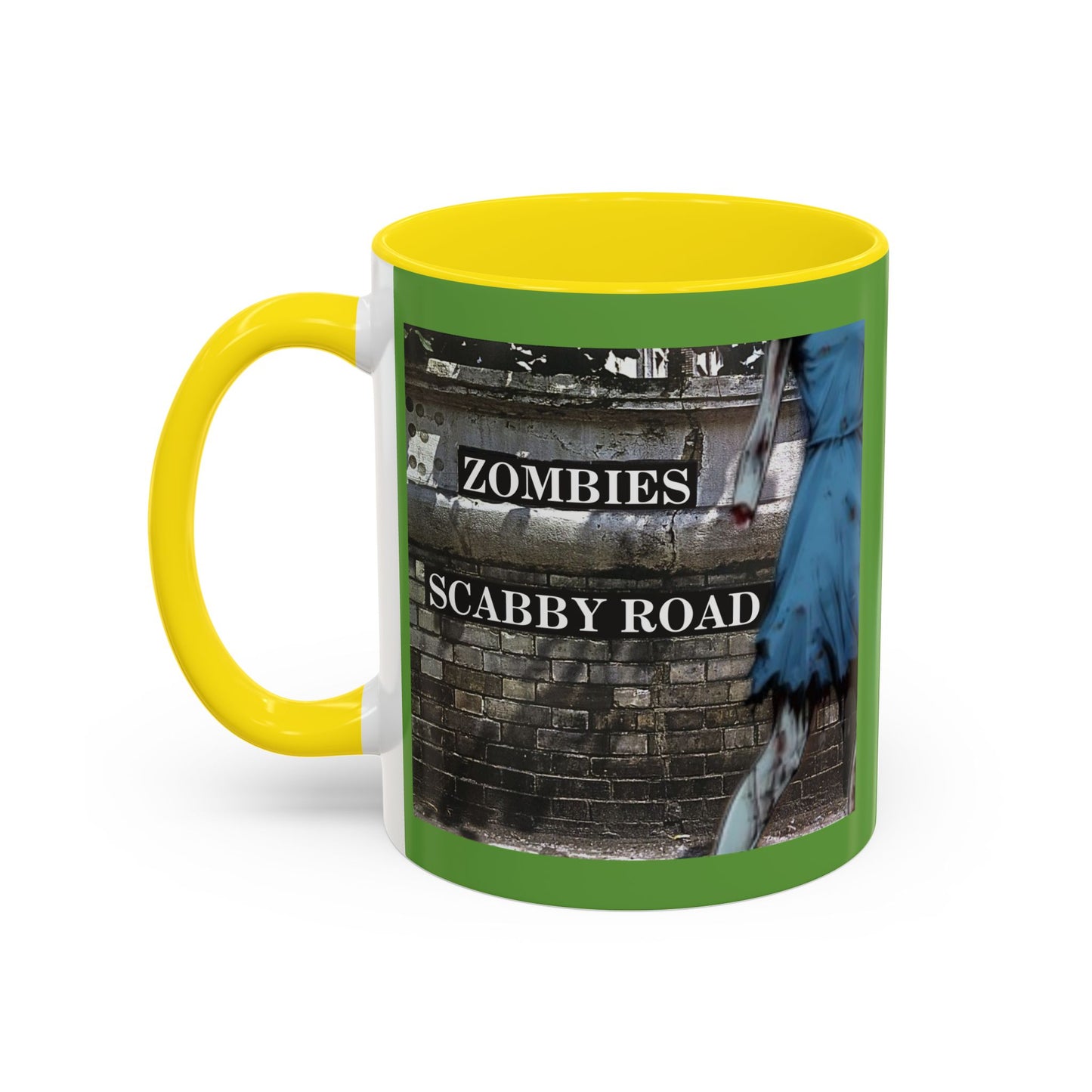 2-sided, Scabby Road Green Accent Mug by CreepyCrafts.boo