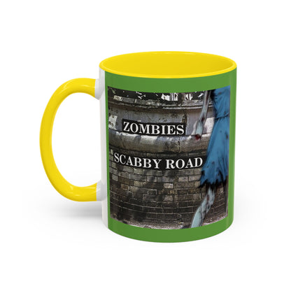 2-sided, Scabby Road Green Accent Mug by CreepyCrafts.boo