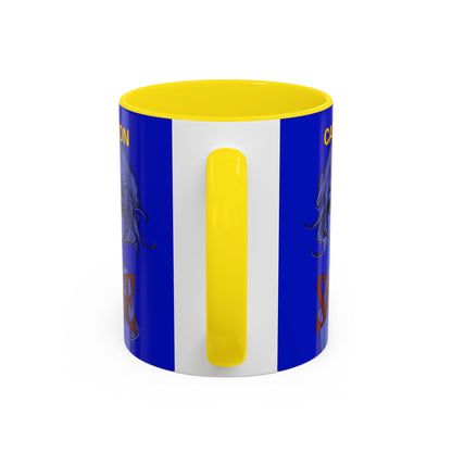 Caution, Savage Dark Blue Accent Mug by cypherpunkgear.com
