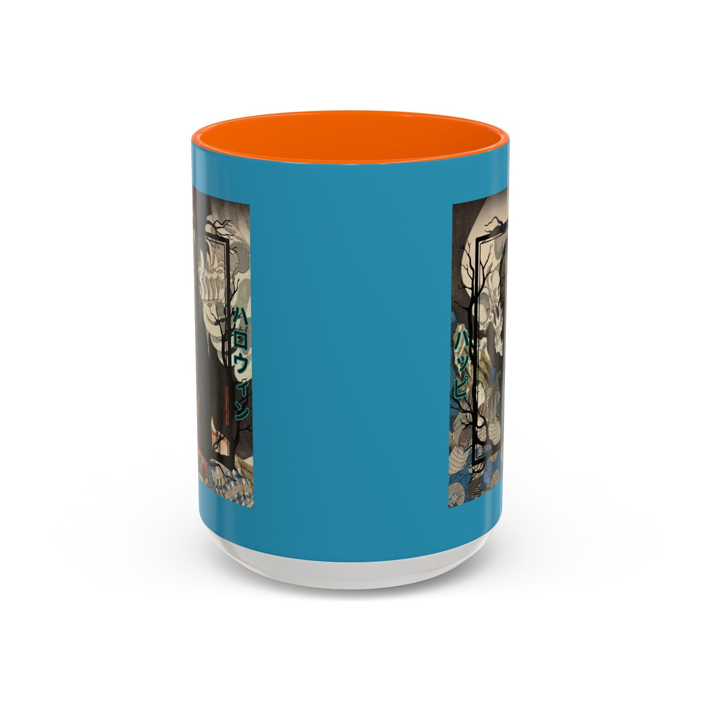 Yōkai Happy Halloween Turquoise Accent Mug by CreepyCrafts.boo