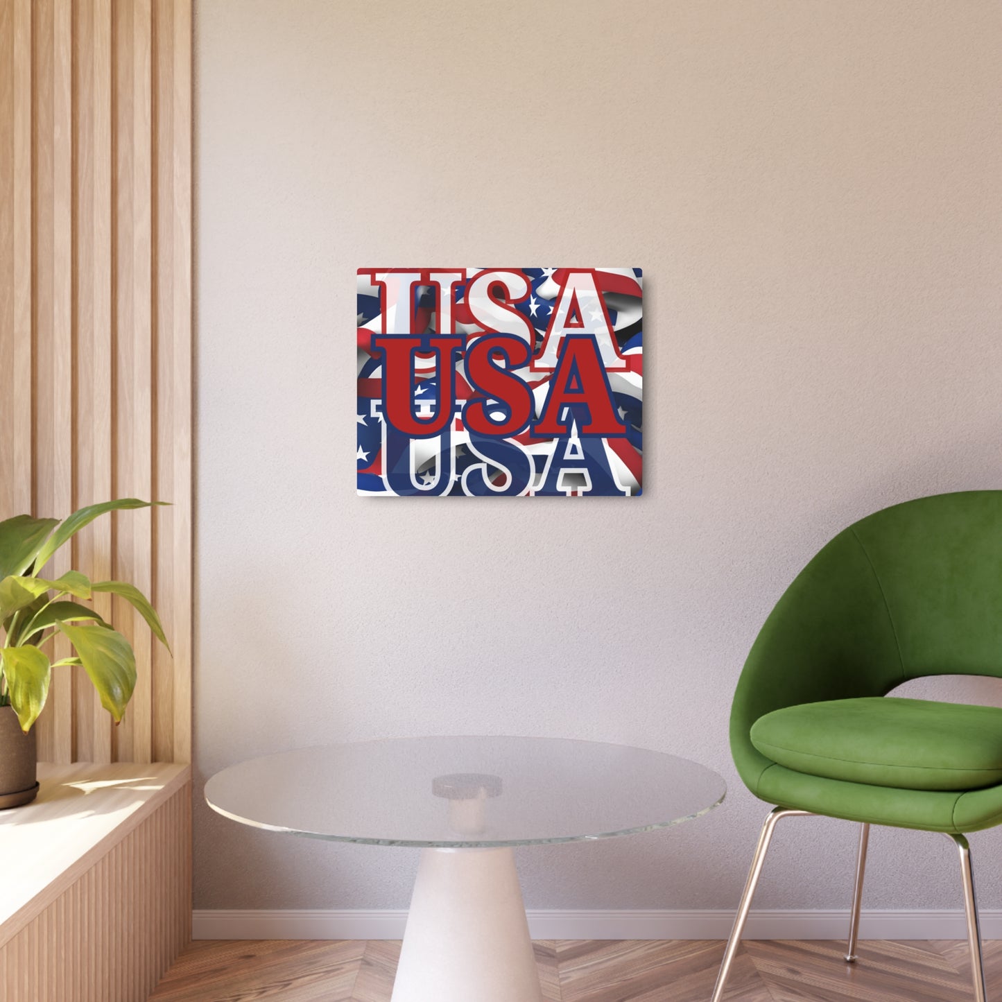 USA! USA! USA Red Center Metal Art Sign by cypherpunkgear