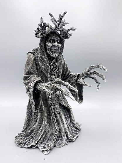 Gryla the Witch Statue, Hand Painted Resin Sculpture | Rustic Folklore Crone Figurine | Spooky Home Decor for Halloween Dark Christmas