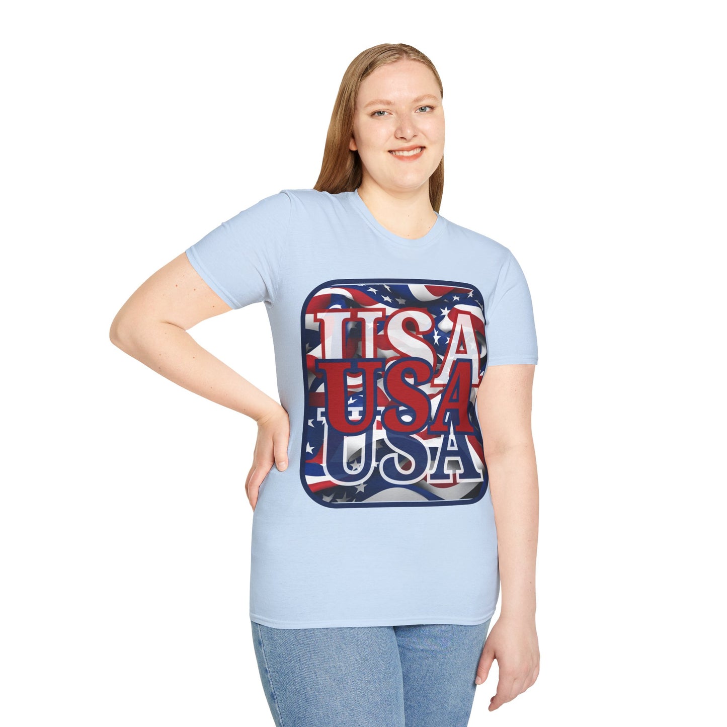 RED White and Blue USA Patriot Light colors Unisex T-Shirt by cypherpunkgear.com