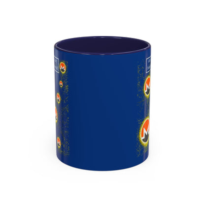 Monero (XMR) don't assume your freedoms are assured Blue Accent Mug by cypherpunkgear.com