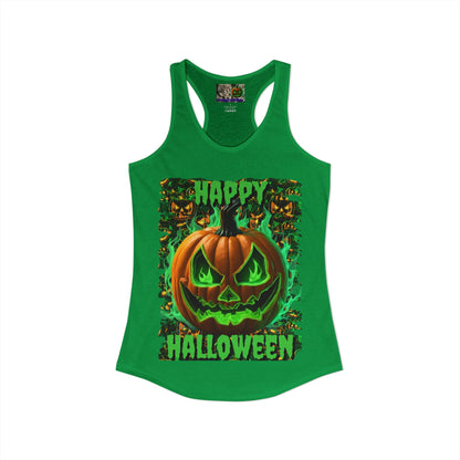 Happy Halloween Green Jack Women's Racerback Tank Top by CreepyCrafts.boo