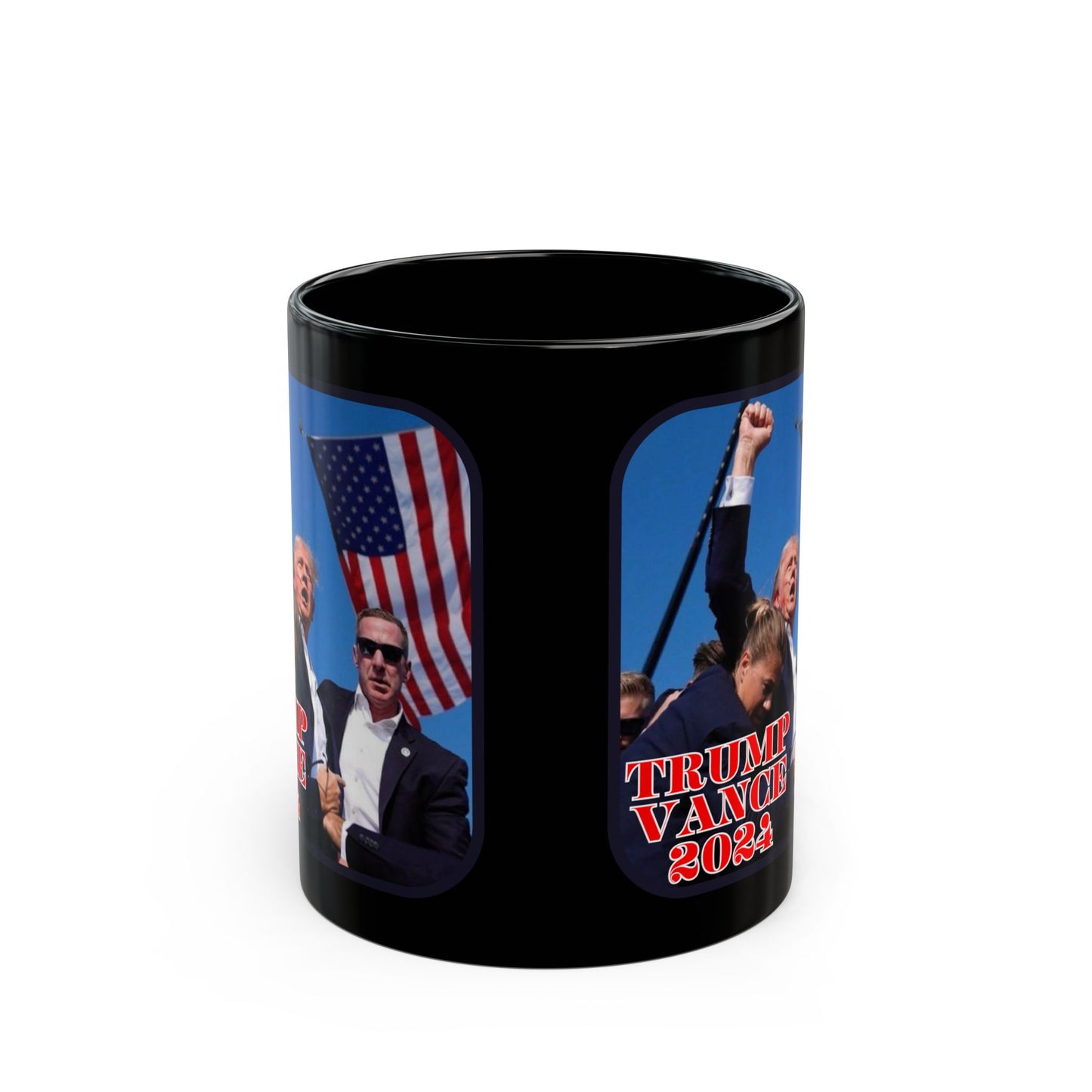 Trump and Vance 2024 Black Mug by cypherpunkgear