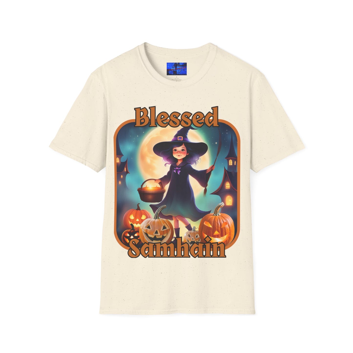 Blessed Samhain Little Witch ORfont LTcolors Unisex T-Shirt by cypherpunkgear