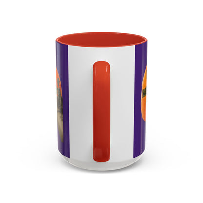 Is it Halloween yet? Skeleton's Giant Pumpkin Purple Accent Mug by CreepyCrafts.boo