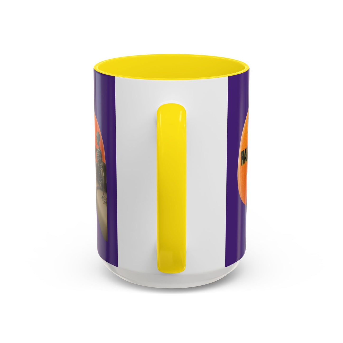 Is it Halloween yet? Skeleton's Giant Pumpkin Purple Accent Mug by CreepyCrafts.boo