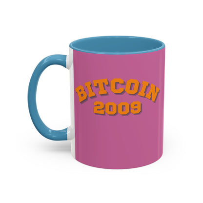 Bitcoin 2009 Pink Accent Mug by cypherpunkgear.com
