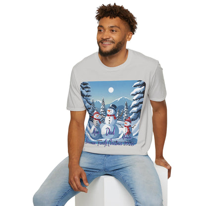 Snowman Family of 3 Light colors Unisex T-Shirt by cypherpunkgear.com