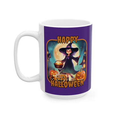 Happy Halloween Little Witch ORfont Purple Mug by cypherpunkgear