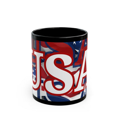 USA! USA! USA WHfont Patriot Black Mug by cypherpunkgear