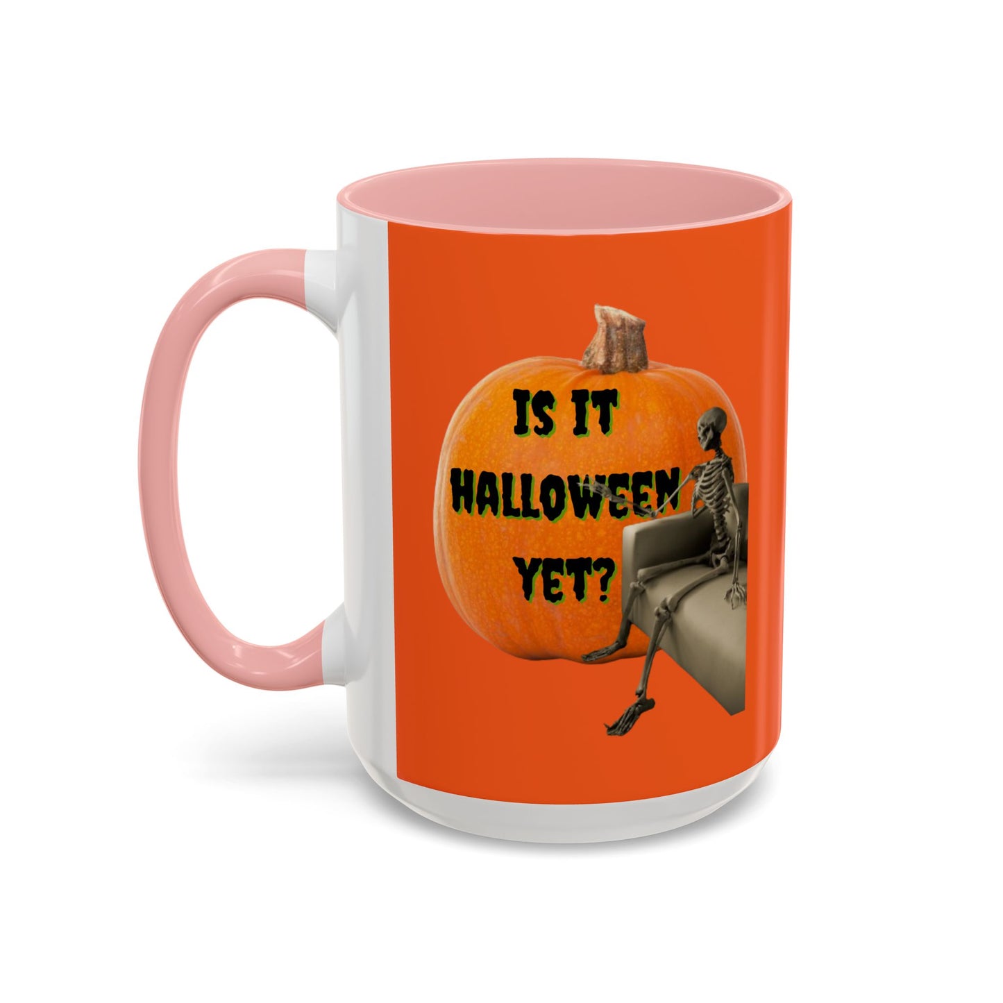 Is it Halloween yet? Skeleton's Giant Pumpkin Orange Accent Mug by CreepyCrafts.boo