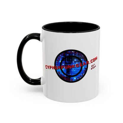 2-sided, cypherpunkgear.com Logo & Cityscape Accent Mug by cypherpunkgear.com