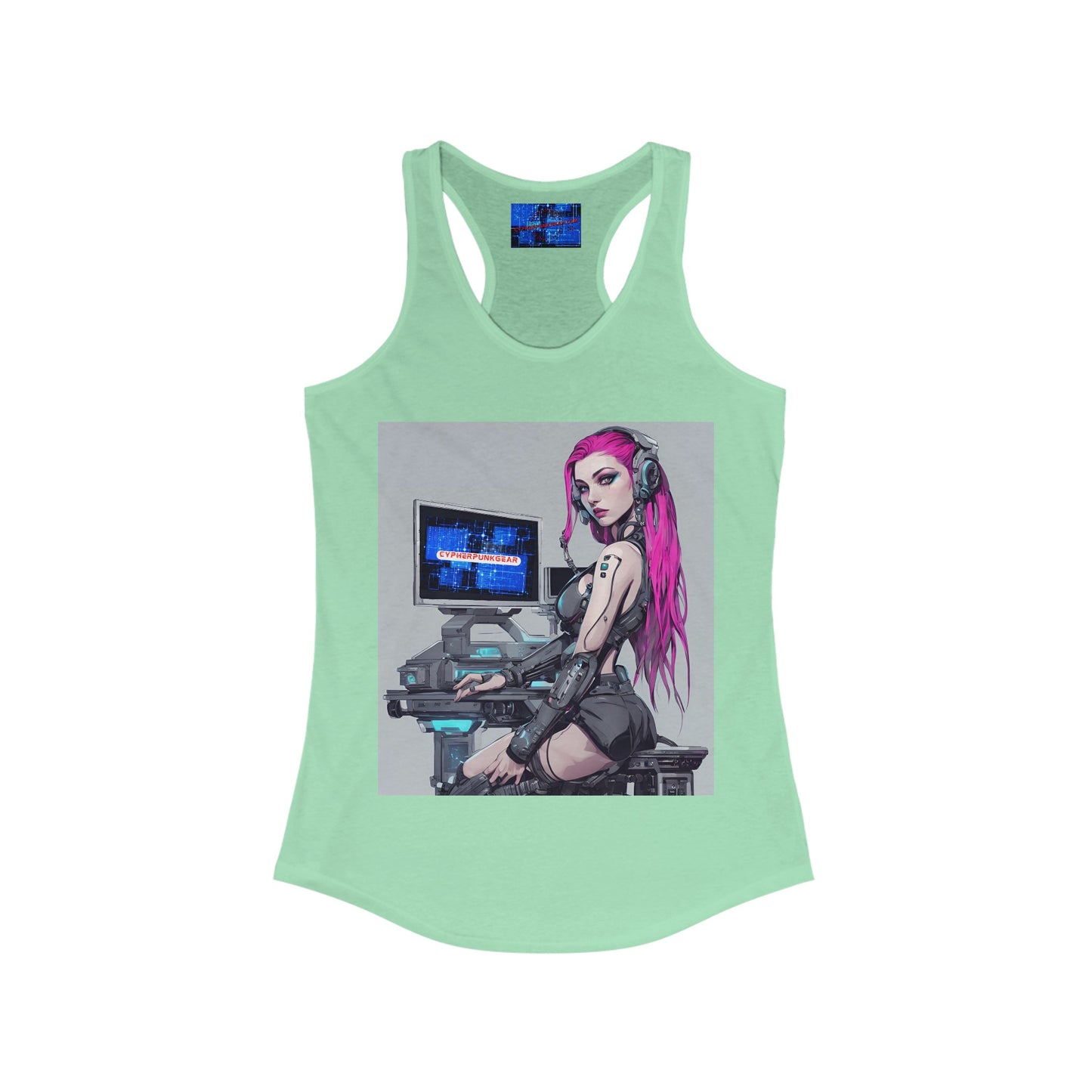 Netrunner Cyberpunk Women's Racerback Tank Top by cypherpunkgear