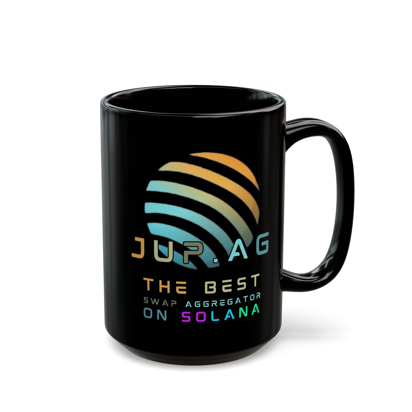 Jupiter (JUP) the best aggregator on Solana Black Mug by cypherpunkgear.com