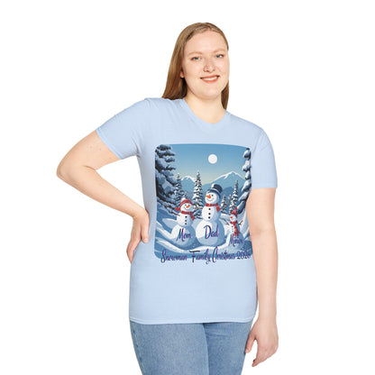 Snowman Family of 3 Light colors Unisex T-Shirt by cypherpunkgear.com