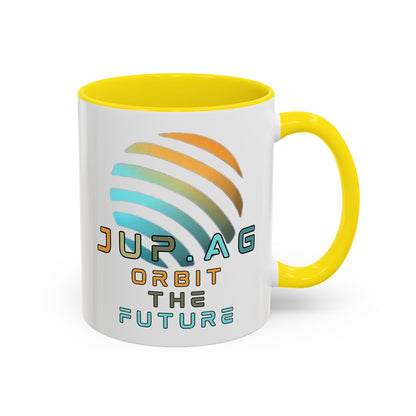 Jupiter (JUP) Orbit the Future White Accent Mug by cypherpunkgear.com