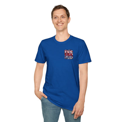 2-sided RED White and Blue USA Patriot DKcolors Unisex T-Shirt by cypherpunkgear