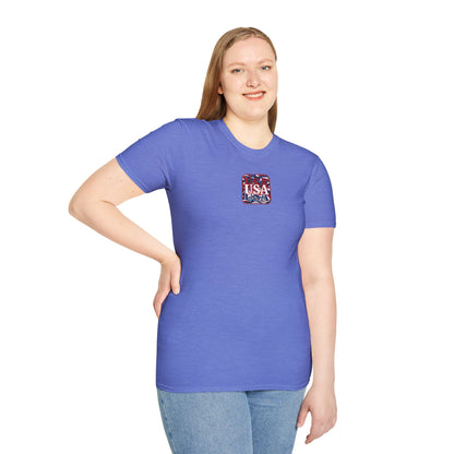 2-sided Red WHITE and Blue USA Patriot Light colors Unisex T-Shirt by cypherpunkgear.com