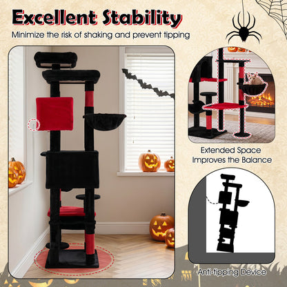 Gothic Cat Tree 75 Inch with Dual Perches and Houses