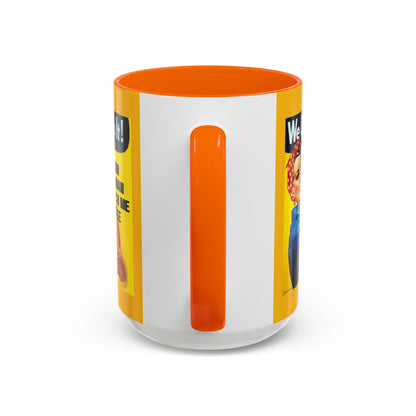 I Am Woman Watch Me Vote Rosie Yellow Accent Mug by cypherpunkgear.com