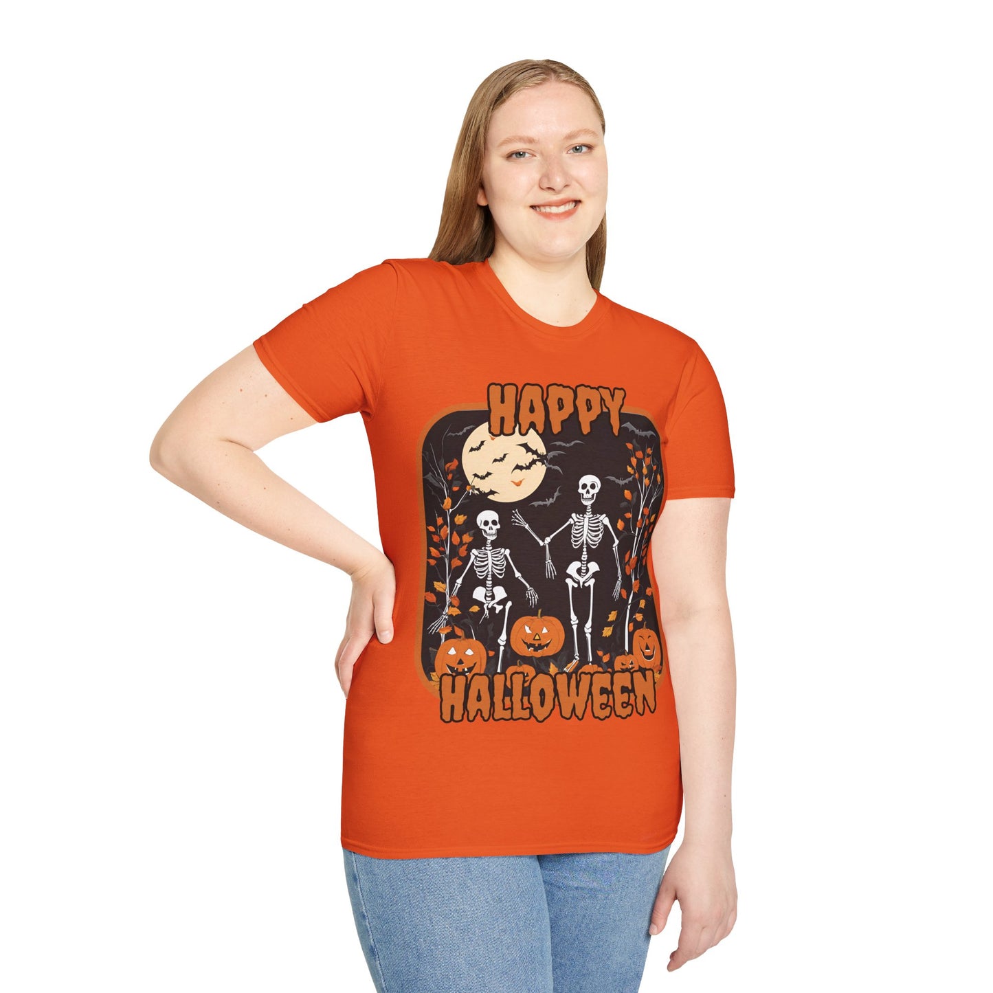 Spooktacular Skeletons of Halloween Light colors Unisex T-shirt by CreepyCrafts.boo