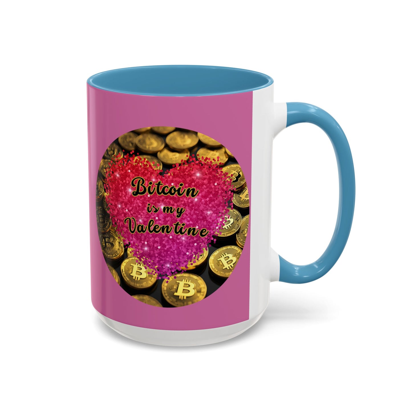 Bitcoin is My Valentine Pink Accent Mug by cypherpunkgear.com